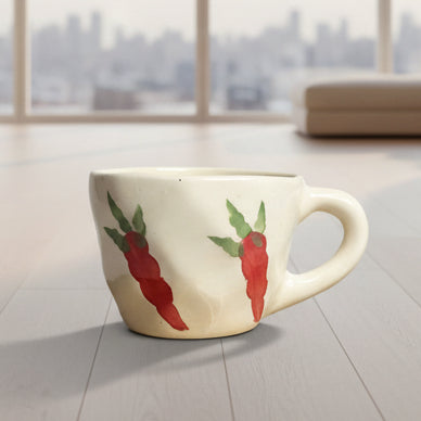 Handmade Cute Ceramic Pinterest Inspired Carrot Rabbit Mug - 350 ML, White and Red, Romantic Gift for Anniversary, Birthday, Boyfriend, Girlfriend, Coffee & Tea Lovers, Valentine's Day ||Microwave safe(Pack of 1)