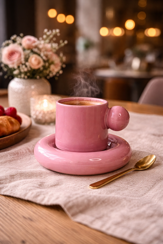 Lavender Ceramic Bubble Cup and Saucer Set