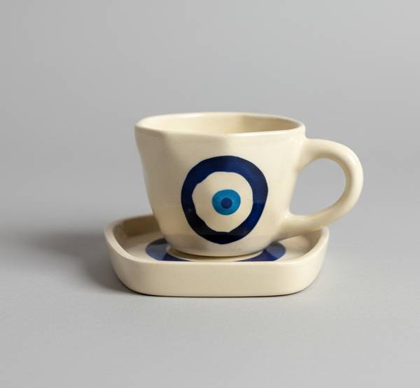 Handpainted Evil Eye Coffee/Tea Mug - Set of 1 | Pinterest Inspired Gift for Lovers, Friends, Anniversary, Birthdays, Valentines, Boyfriend Girlfriend| Microwave Safe| 350ML