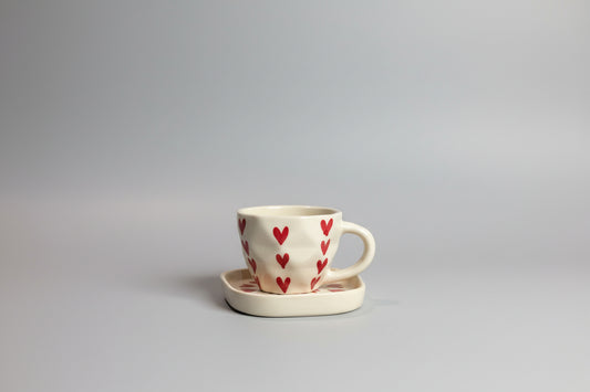 Handpainted Heart Paint Coffee/Tea Mug - Set of 1 | Pinterest Inspired Gift for Lovers, Friends, Anniversary, Birthdays, Valentines, Boyfriend Girlfriend| Microwave Safe| 350ML