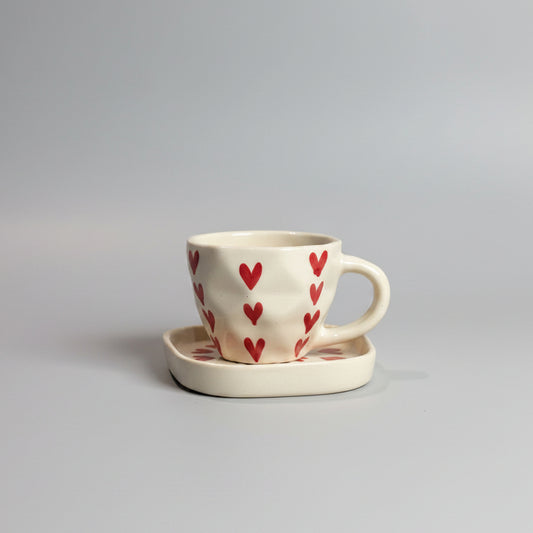 Diamond Heart Coffee Cup & Saucer Set