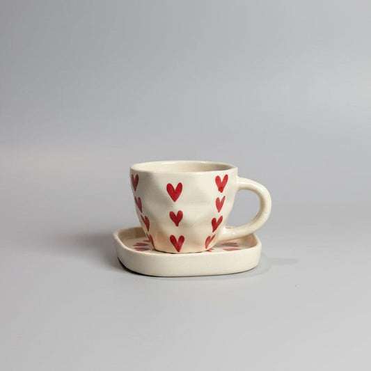 Diamond Heart Coffee Cup & Saucer Set