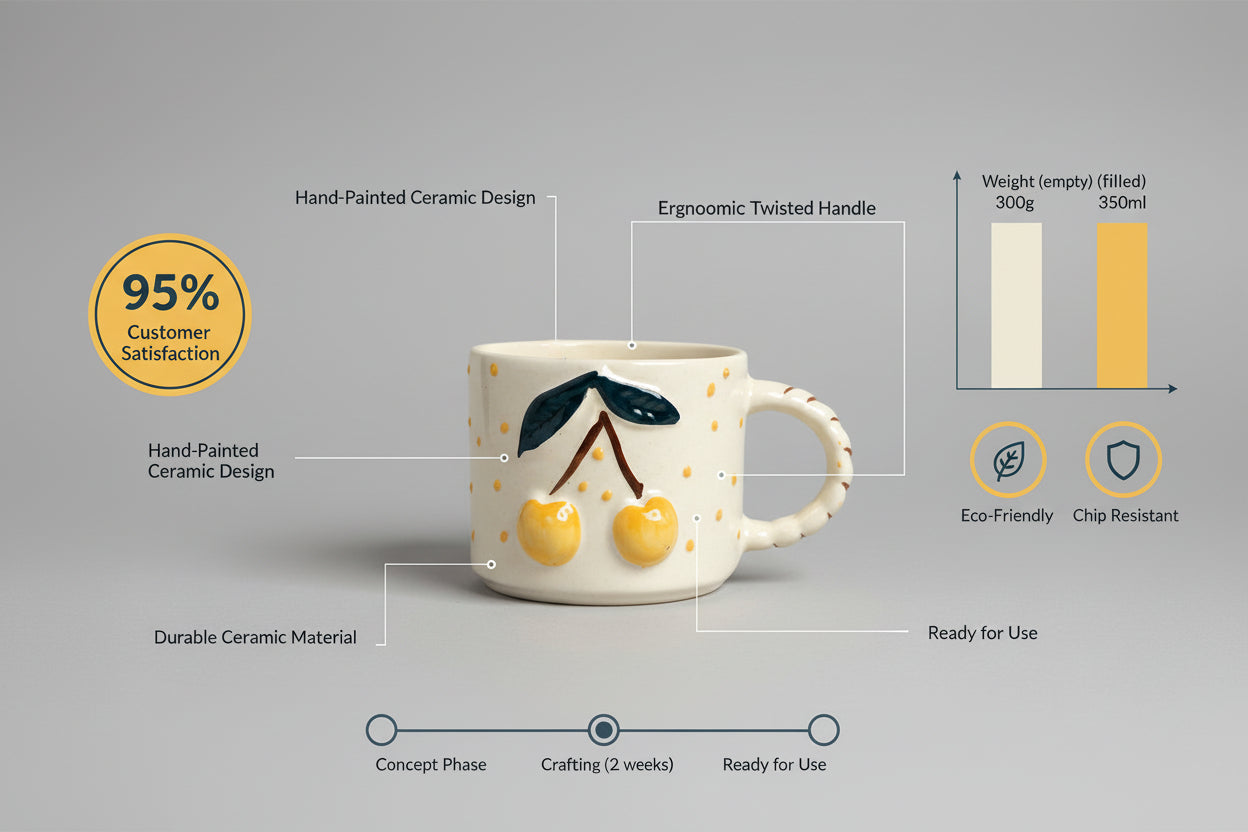 Handcrafted Yellow Berry Ceramic Mug