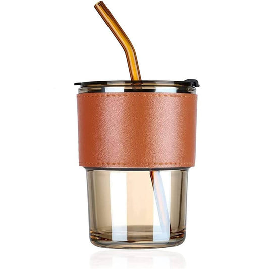 Glass Mason Jar with Heat Resistance Leather Grip