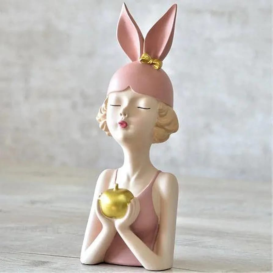 Beautiful Pink Girl Holding Apple