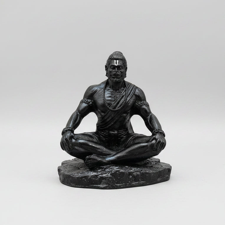 Black Meditating Hanuman Ji Murti