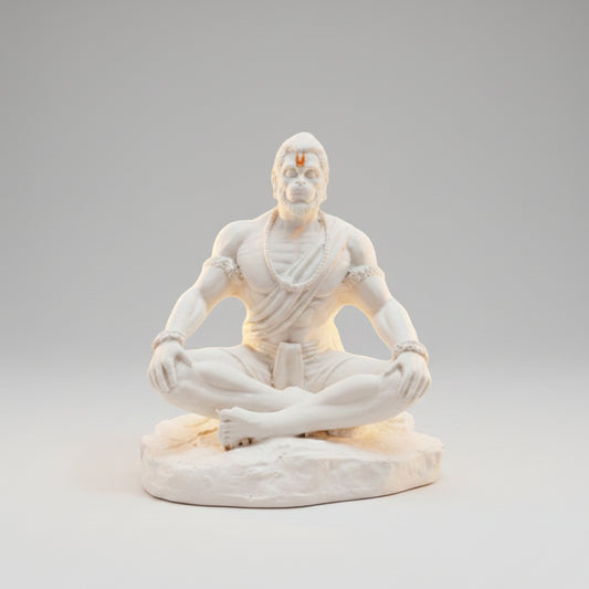 White Meditating Hanuman Ji Murti