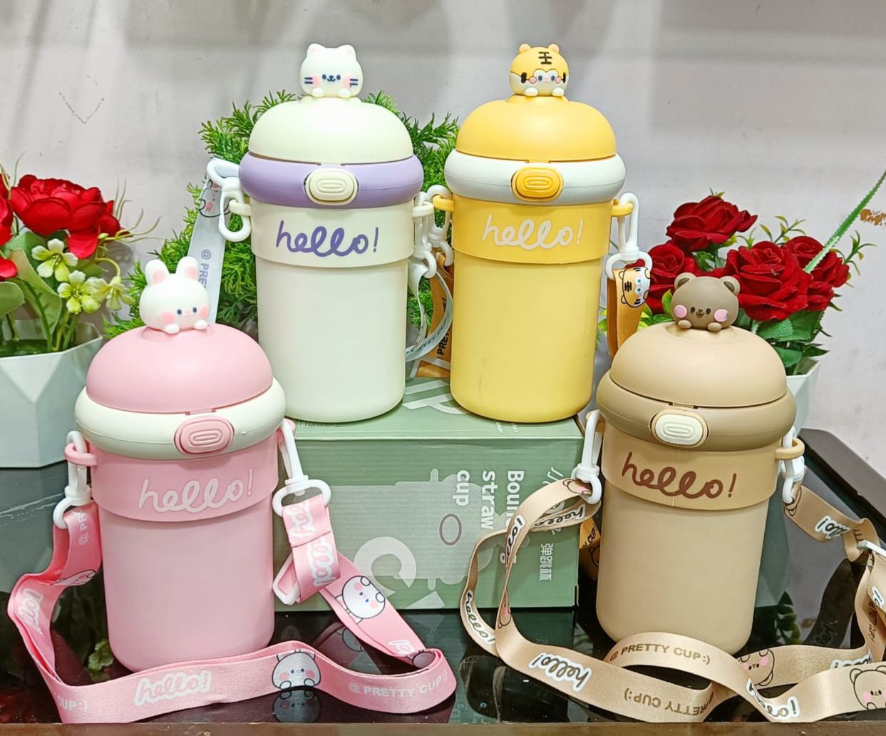 Hello Mix Design Glass Sipper Bottle (400ml)