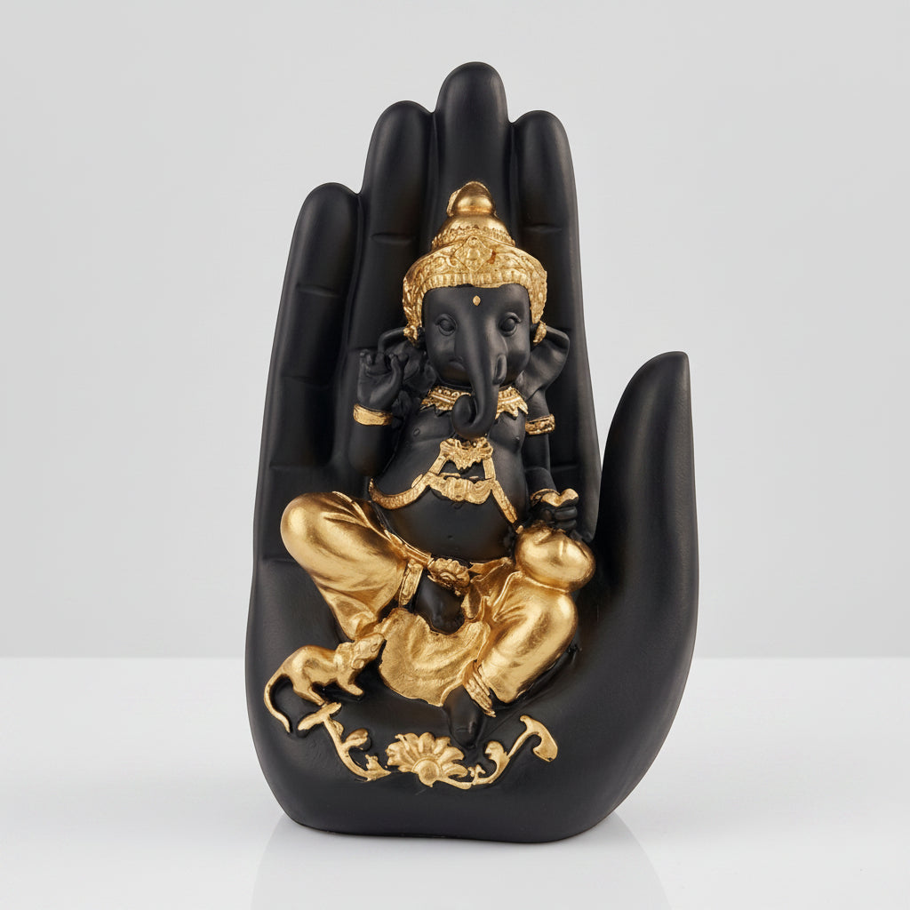 Handcrafted Polyresin Ganesha Palm Decorative Showpiece