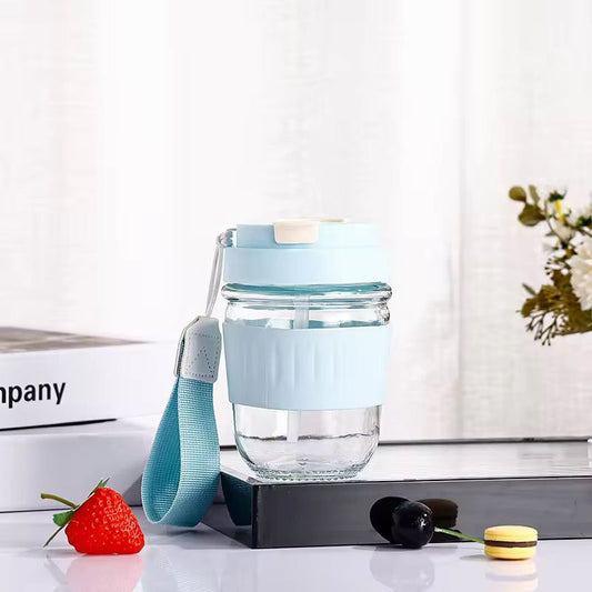 Glass Sipper Bottle With Silicon Grip (350ml)