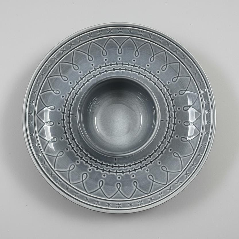 Slate Grey Embossed Ceramic Dinner Set