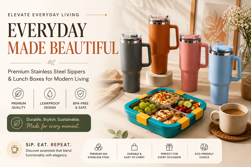 Everyday Made Beautiful: Premium Stainless Steel Sippers &amp; Lunch Boxes for Modern Living