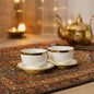 White Ceramic Bowl & Plate Set with Gold Rim(Set of 2)
