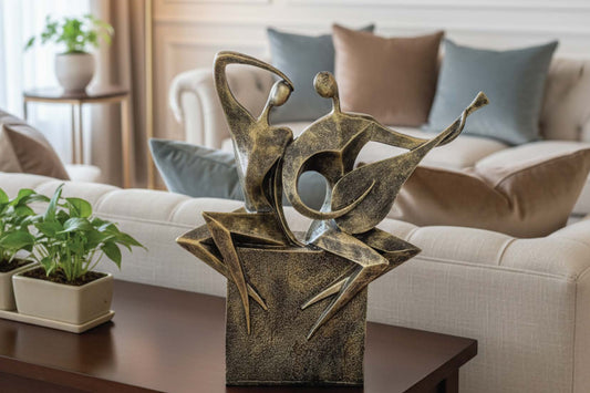 The Melodic Duo – Abstract Musical Couple Sculpture in Antique Bronze