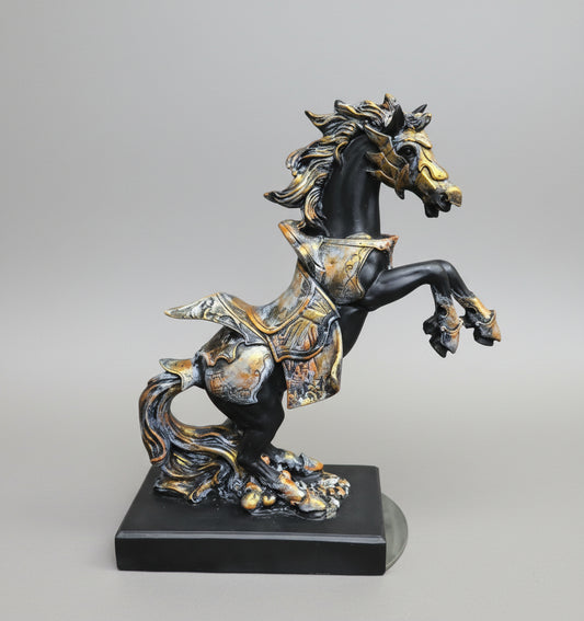 The Gallant Warhorse – Rearing Stallion in Antique Armored Finish