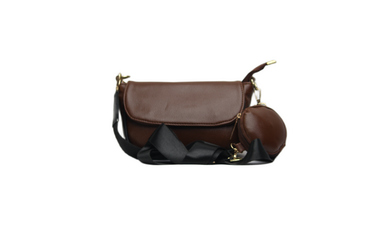 Chic Vegan Leather Crossbody Bag with Detachable Coin Purse – Espresso Brown