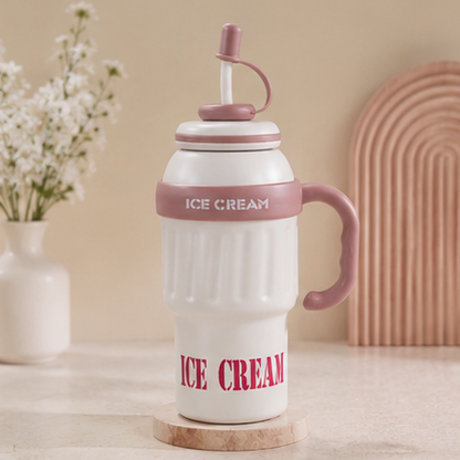 Ice Cream Stainless Steel Hot & Cold Tumbler (1000 ML)