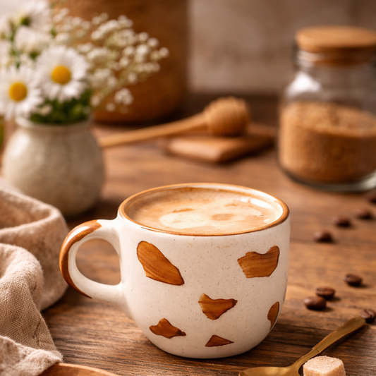 Handmade Cute Ceramic Pinterest Inspired Dog Mug - 350 ML, Brown and Beige, Romantic Gift for Anniversary, Birthday, Boyfriend, Girlfriend, Coffee & Tea Lovers, Valentine's Day ||Microwave safe(Pack of 1)