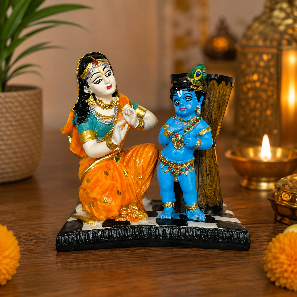 Krishna ji With Yasodha Maa Decorative Showpiece