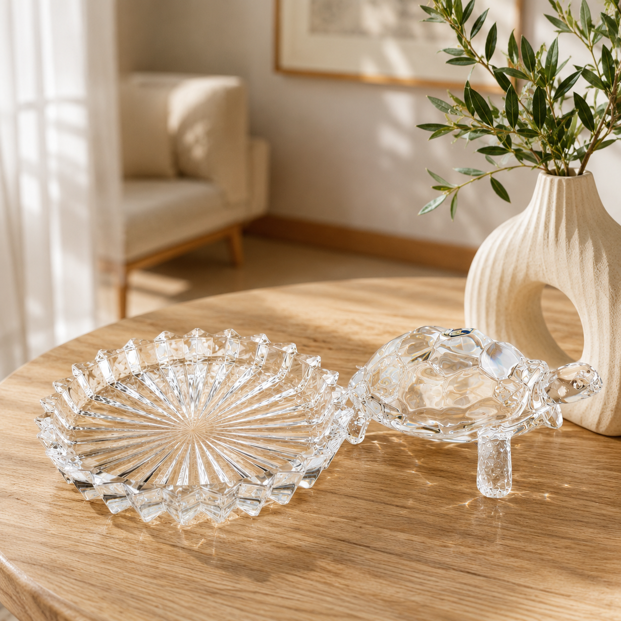 Glass Tortoise Set (Size- 14cm)