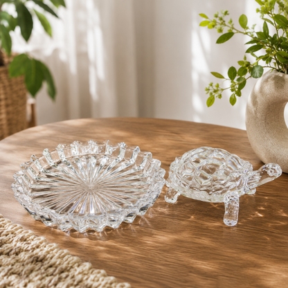 Glass Tortoise Set (Size- 14cm)
