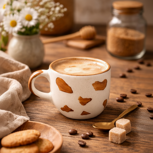 Handmade Cute Ceramic Pinterest Inspired Dog Mug - 350 ML, Brown and Beige, Romantic Gift for Anniversary, Birthday, Boyfriend, Girlfriend, Coffee & Tea Lovers, Valentine's Day ||Microwave safe(Pack of 1)