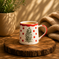 Handcrafted Pine & Red Scallop Ceramic Mug