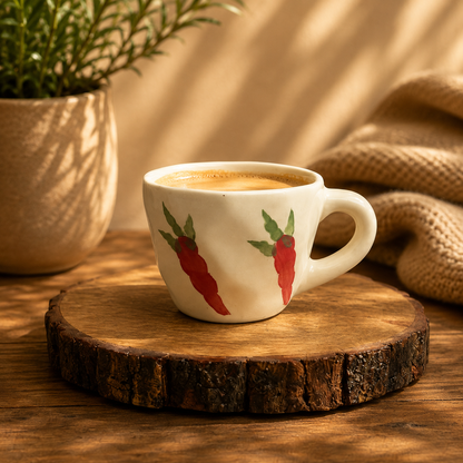 Handmade Cute Ceramic Pinterest Inspired Carrot Rabbit Mug - 350 ML, White and Red, Romantic Gift for Anniversary, Birthday, Boyfriend, Girlfriend, Coffee & Tea Lovers, Valentine's Day ||Microwave safe(Pack of 1)
