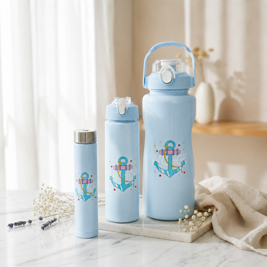 3 Piece Set Printed Water Bottle Bottle (2000+900+300 ML)