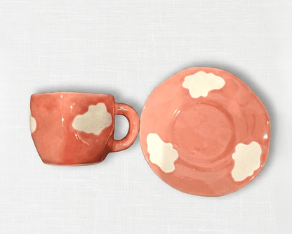 Peach Cloud Ceramic Cup and Saucer Set