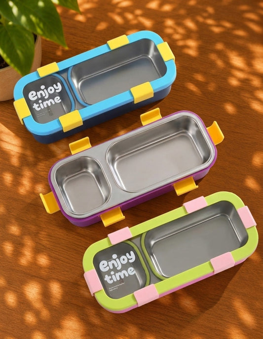 Enjoy Time 2 Compartment Stainless Steel Leakproof Lunch Box