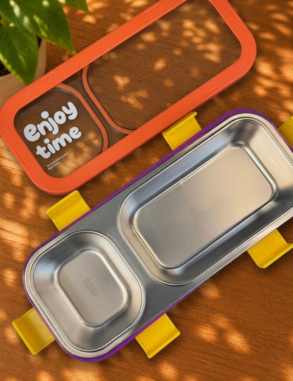 Enjoy Time 2 Compartment Stainless Steel Leakproof Lunch Box