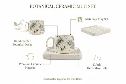 Pine & Berry Ceramic Cup and Saucer Set
