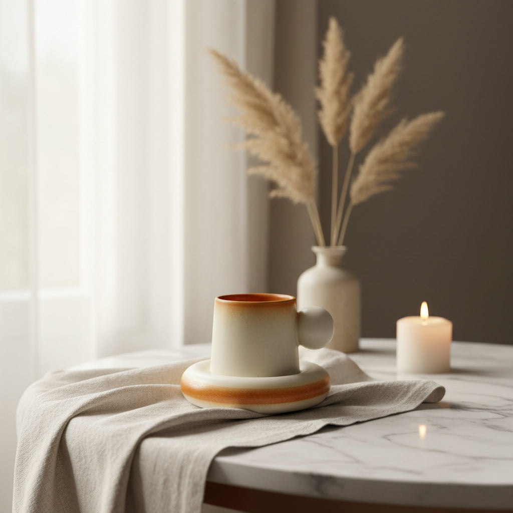 Ceramic Bubble Coffee/Tea Mug with Saucer