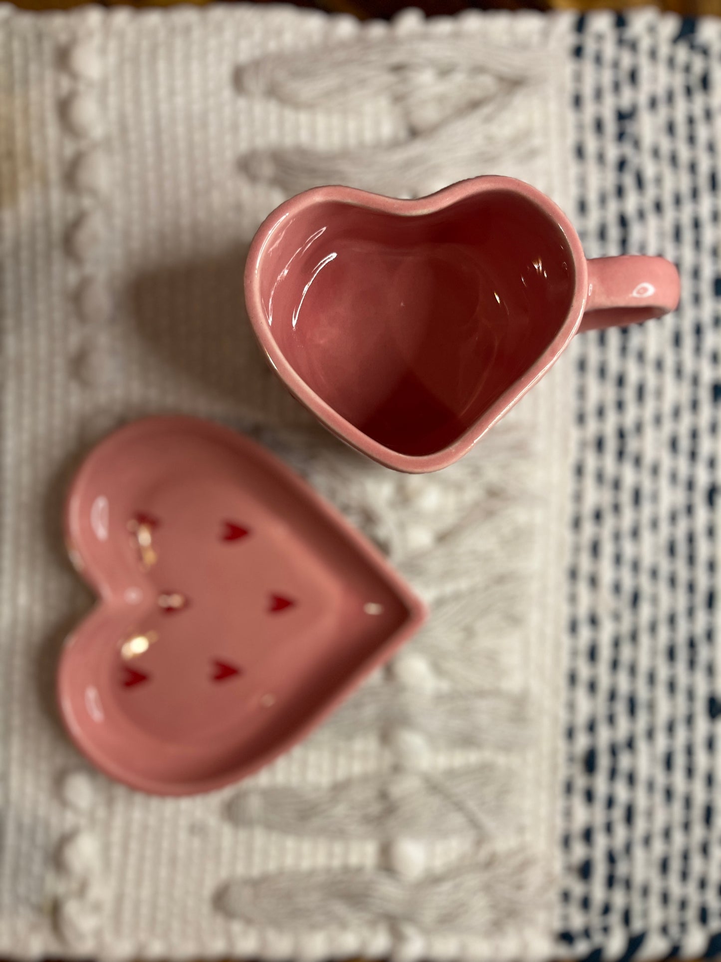 Premium Handcrafted Pink Heart Mug & Saucer Set