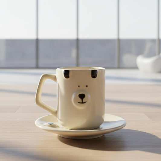 Handpainted Dog Coffee/Tea Mug & Saucer - Set of 1 | Pinterest Inspired Gift for Lovers, Friends, Anniversary, Birthdays, Valentines, Boyfriend Girlfriend | Microwave & Dishwasher Safe | 350ML (Set of 1)