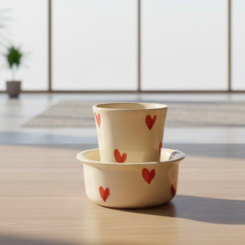 Filter Coffee Heart-Shaped Ceramic Cup & Saucer