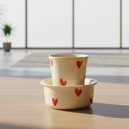 Filter Coffee Heart-Shaped Ceramic Cup & Saucer