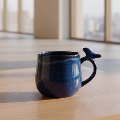 Handmade Blue Dolphin Ceramic Mug (350ml) | Pinterest Aesthetic Coffee & Tea Cup | Stylish Mug for Home, Office & Gifting | Microwave Safe | Daily use (Pack of 1)