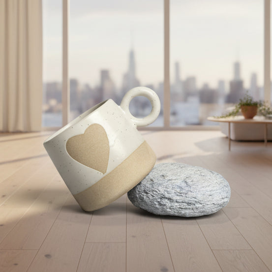 Handmade Ceramic Cute Grey Heart Glasses|| Microwave safe|| Gifting || Chai & Coffee lovers Set of 1
