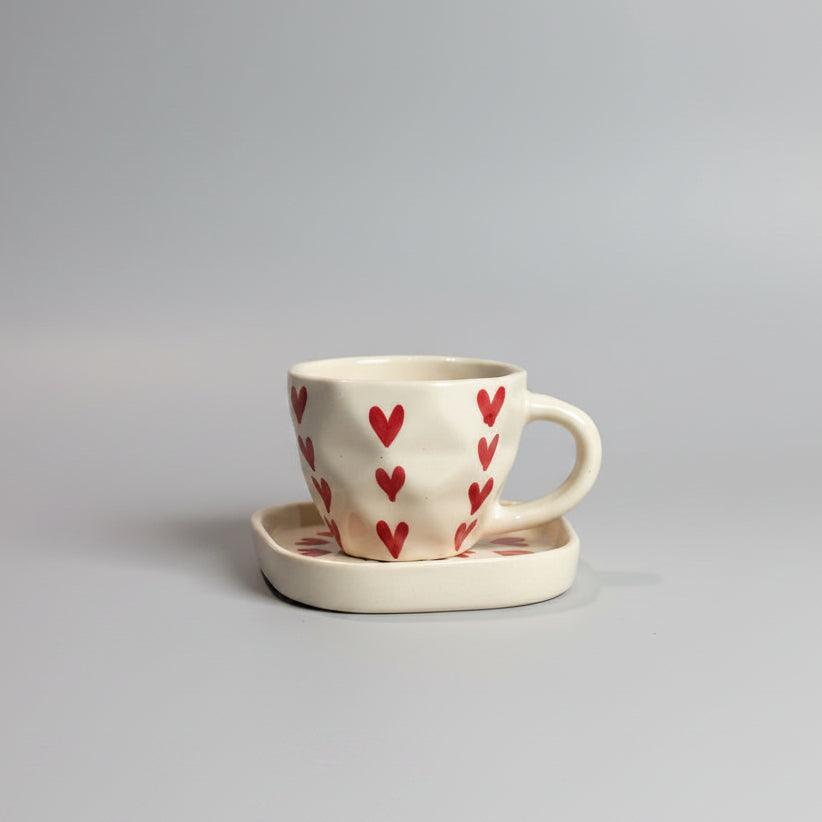 Diamond Heart Coffee Cup &amp; Saucer Set