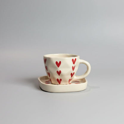 Diamond Heart Coffee Cup &amp; Saucer Set