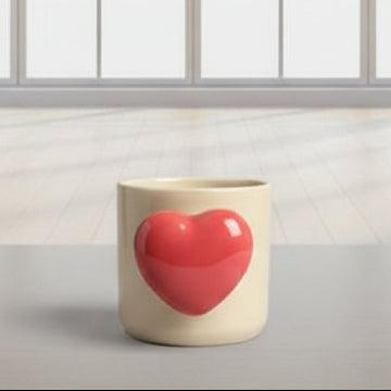 Cute Ceramic Heartbeat Mug with Heart Handle
