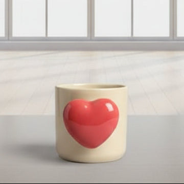 Cute Ceramic Pinterest Inspired Heartbeat Mug with Heart Handle & Pop Heart Inside - 350 ML, Pink, Romantic Gift for Anniversary, Birthday, Boyfriend, Girlfriend, Coffee Lovers, Valentine's Day (Pack of 1)