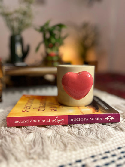 Cute Ceramic Heartbeat Mug with Heart Handle