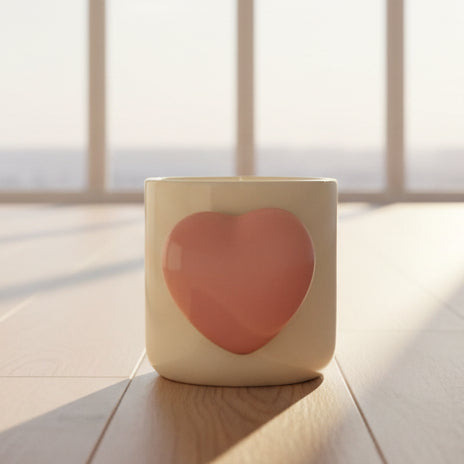 Cute Ceramic Pinterest Inspired Heartbeat Mug with Pink Heart Handle & Pop Heart Inside - 350 ML, Pink, Romantic Gift for Anniversary, Birthday, Boyfriend, Girlfriend, Coffee Lovers, Valentine's Day (Pack of 1)
