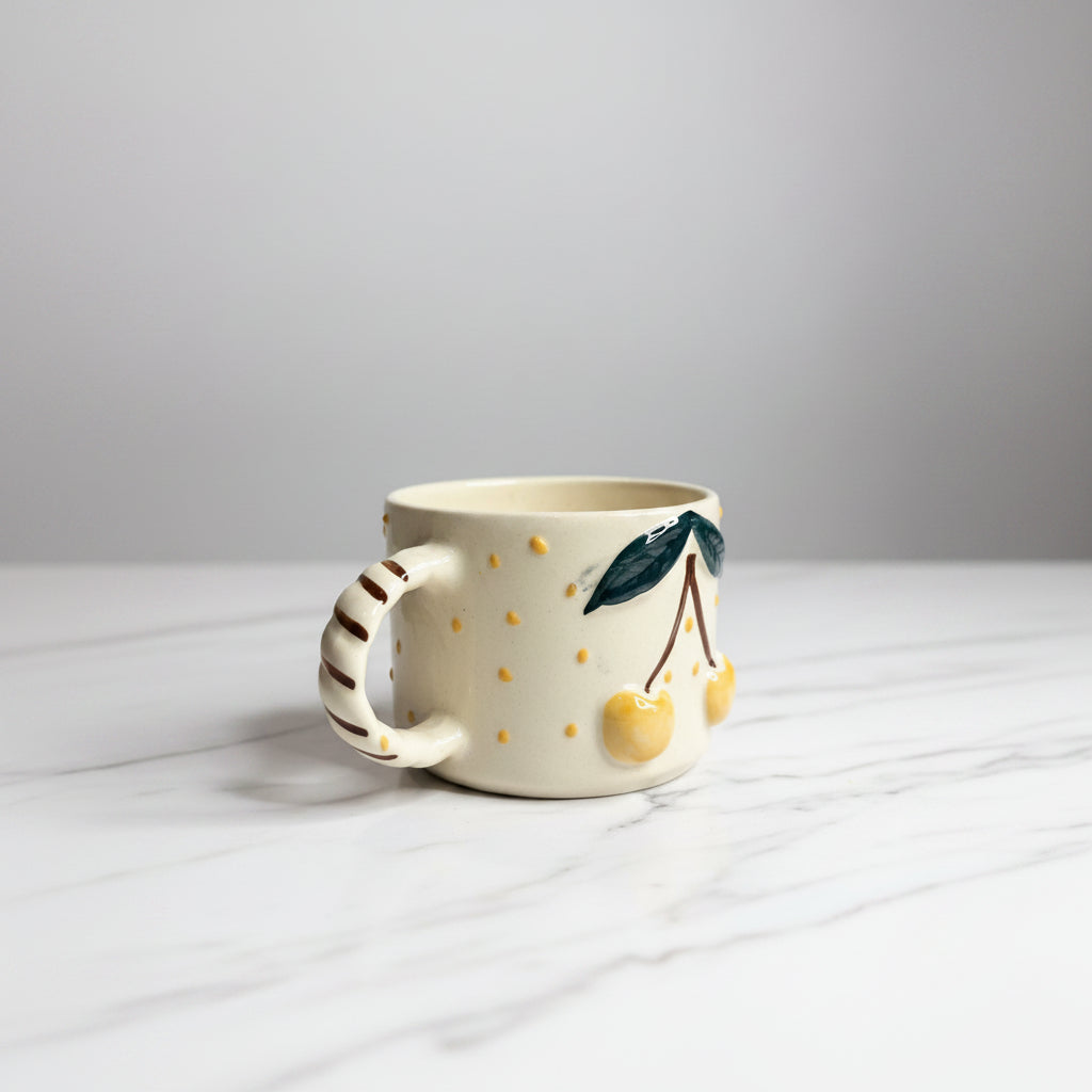 Handcrafted Yellow Berry Ceramic Mug
