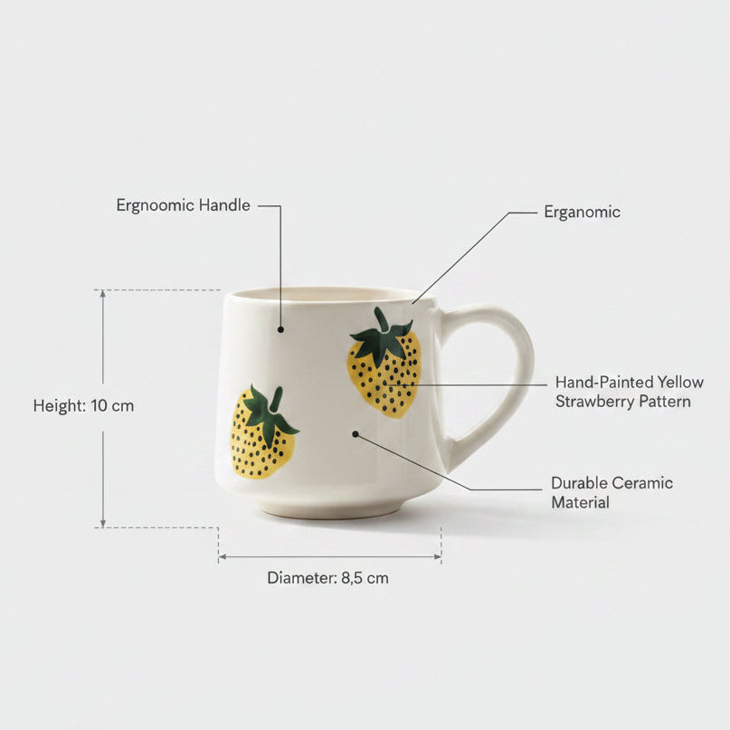 Handcrafted Yellow Strawberry Ceramic Mug