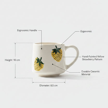 Handcrafted Yellow Strawberry Ceramic Mug