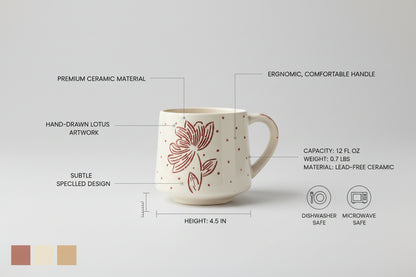 Handcrafted Maroon Floral Ceramic Mug